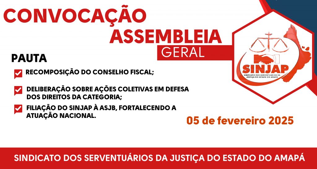 SINJAP convoca sindicalizados para Assembleia Geral Extraordinária no dia 5 de fevereiro